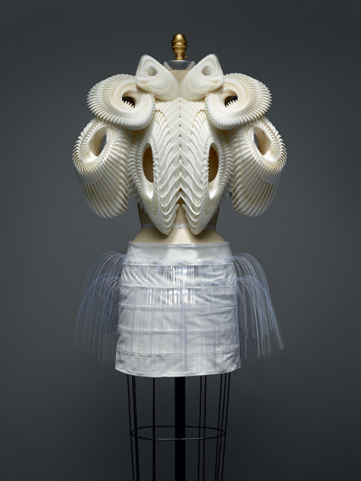 Iris van Herpen (Dutch, born 1984) Ensemble, spring/summer 2010 haute couture Dutch Polyamide, acrylic, leather The Metropolitan Museum of Art, New York, Purchase, Friends of The Costume Institute Gifts, 2015 (2016.16a, b) Photo © Nicholas Alan Cope